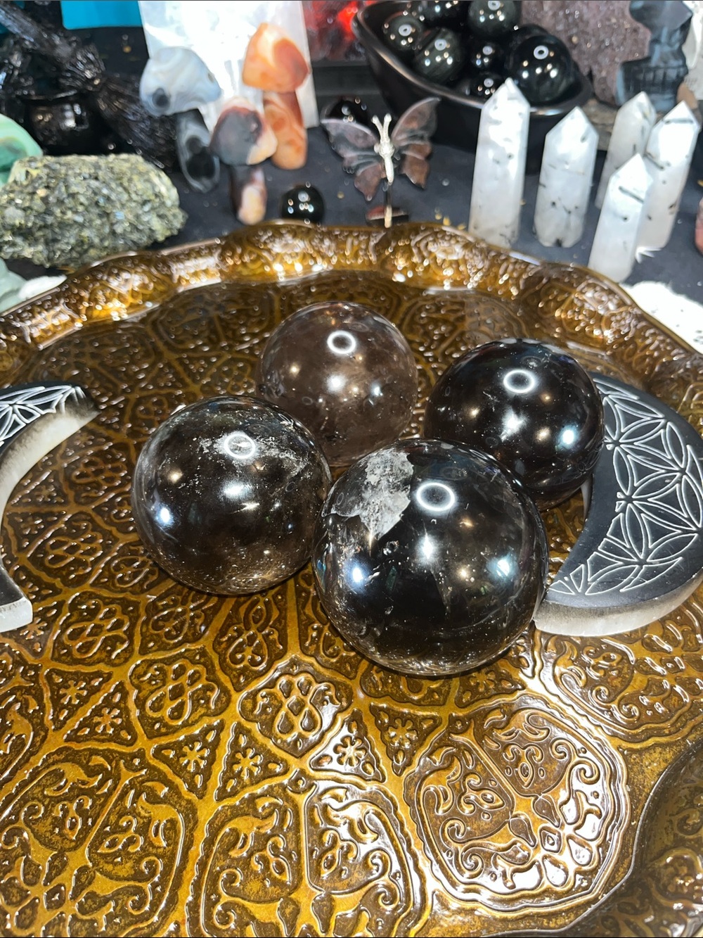 Smokey Quartz sphere love listing